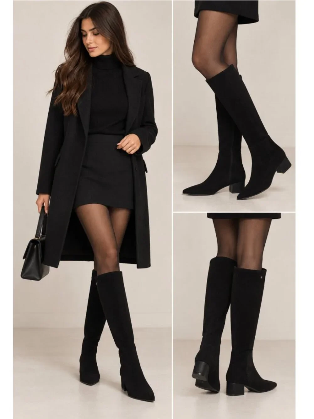 Nine West Morgin Black Suede Pointed Toe Knee High Boots Size 11 NWT